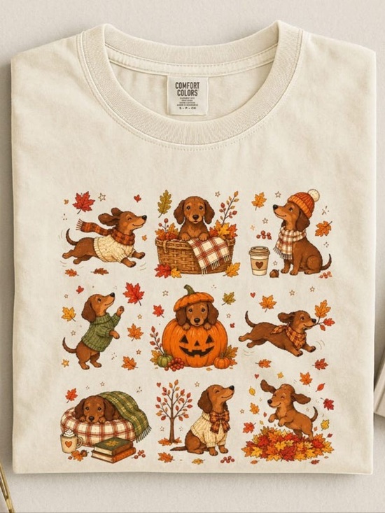 Comfort Colors Tops - Comfort Colors Fall Dachshund Graphic Dog T-Shirt